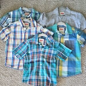 Levi's Kids Plaid and Solid Button Down Shirts - Blue, Green, Gray